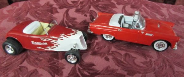 DIE CAST CARS - SNAP-ON ROADSTER & A T-BIRD