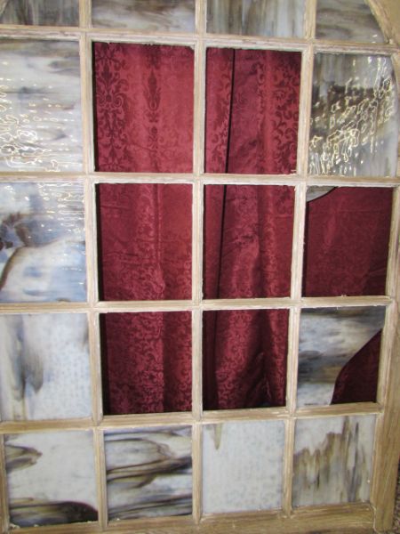 VINTAGE WOOD FRAMED ARCHED WINDOW