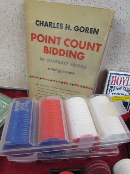 GAMING VARIETY LOT - CARDS, CHIPS, DICE & MARBLES