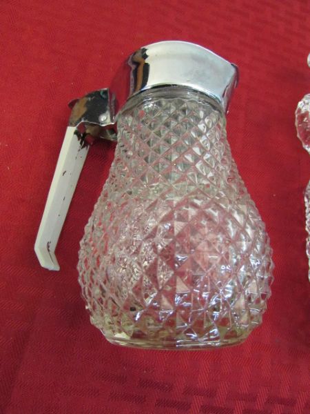 VINTAGE EAPG CRUETS & SYRUP PITCHER