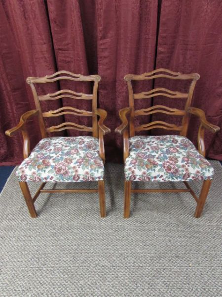 ANTIQUE  CHIPPENDALE LADDER BACK CHAIRS.