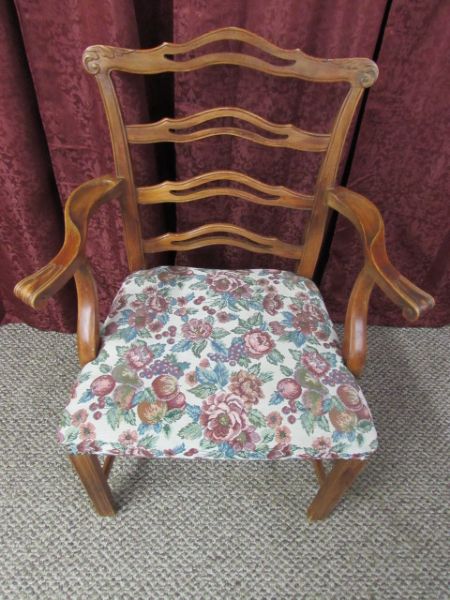 ANTIQUE  CHIPPENDALE LADDER BACK CHAIRS.