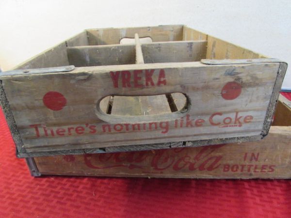 TWO AWESOME VINTAGE YREKA BOTTLING COCA COLA BOXES