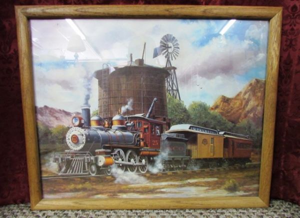 THREE FRAMED TRAIN LITHOGRAPHS