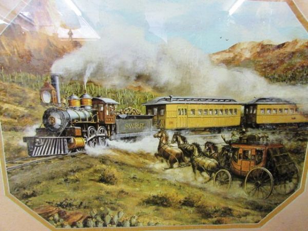 THREE FRAMED TRAIN LITHOGRAPHS