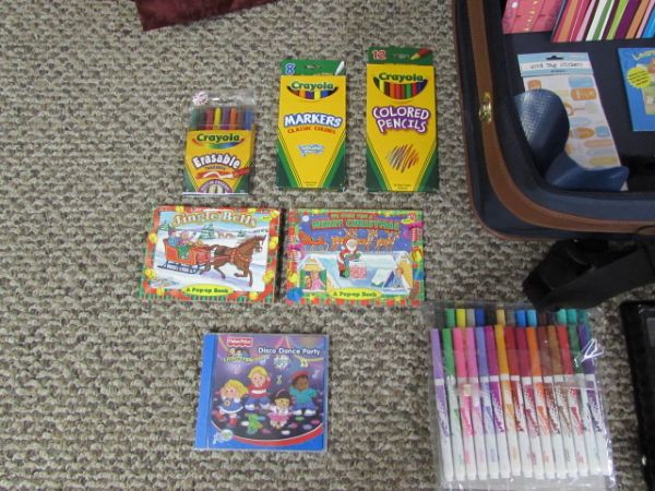 KIDS ARTS, CRAFTS & ENTERTAINMENT ITEMS IN HANDY SUITCASE