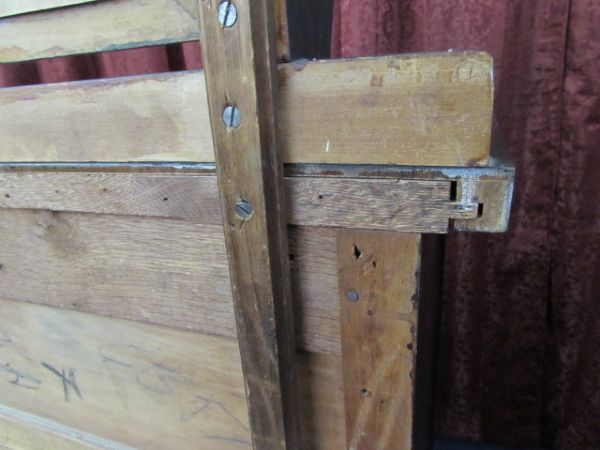 ANTIQUE DRESSER WITH ATTACHED PIVOTING MIRROR