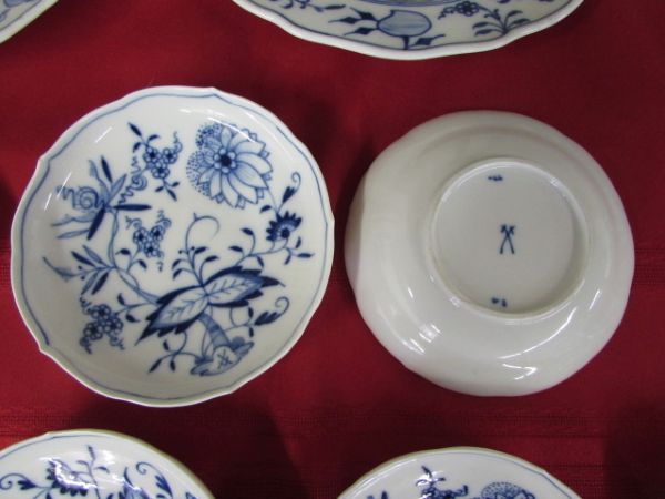 VINTAGE BLUE & WHITE DISHES WITH WISHBONE MAKERS MARK