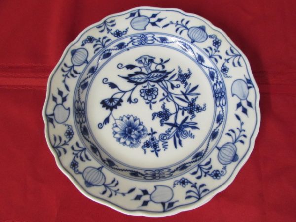 VINTAGE BLUE & WHITE DISHES WITH WISHBONE MAKERS MARK