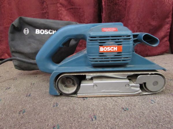 BOSCH HEAVY DUTY PROFESSIONAL BELT SANDER WITH LOTS OF EXTRA BELTS