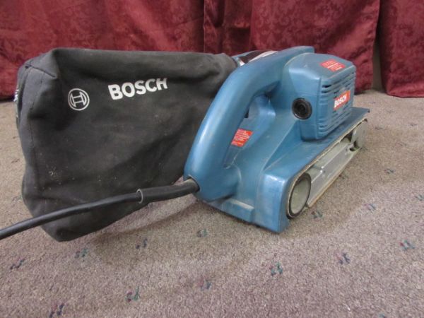 BOSCH HEAVY DUTY PROFESSIONAL BELT SANDER WITH LOTS OF EXTRA BELTS