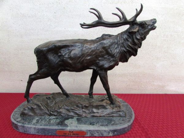 LARGE CAST BRONZE ELK SCULPTURE BY P. MENE ***RESERVE***