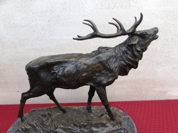 LARGE CAST BRONZE ELK SCULPTURE BY P. MENE ***RESERVE***