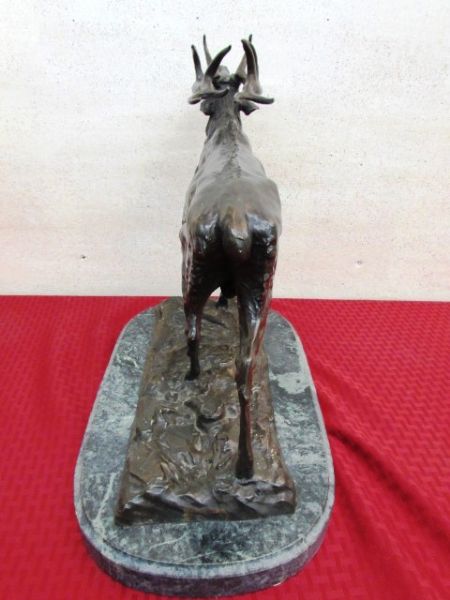 LARGE CAST BRONZE ELK SCULPTURE BY P. MENE ***RESERVE***