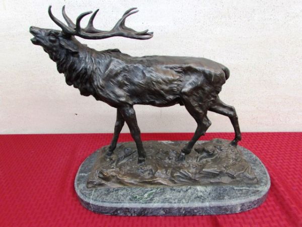 LARGE CAST BRONZE ELK SCULPTURE BY P. MENE ***RESERVE***