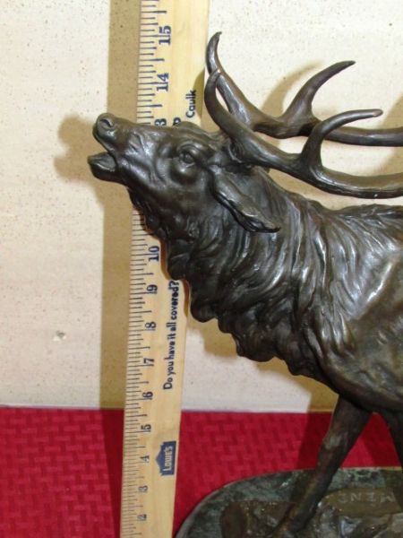 LARGE CAST BRONZE ELK SCULPTURE BY P. MENE ***RESERVE***