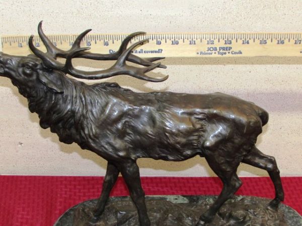 LARGE CAST BRONZE ELK SCULPTURE BY P. MENE ***RESERVE***