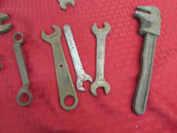 LOTS OF VINTAGE WRENCHES.  