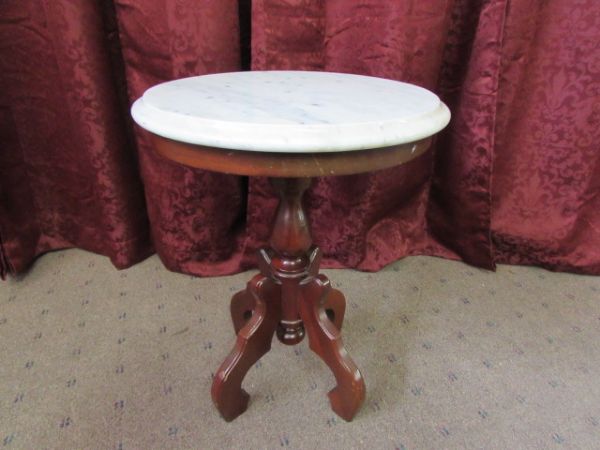 VINTAGE VICTORIAN MARBLE TOP PARLOR TABLE