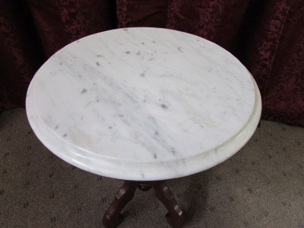 VINTAGE VICTORIAN MARBLE TOP PARLOR TABLE