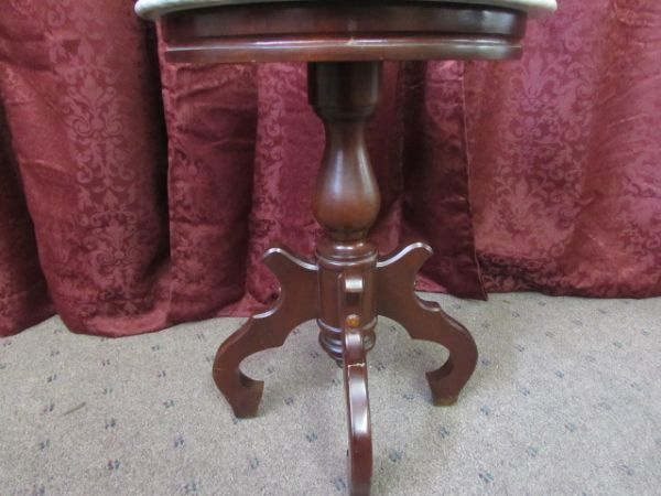 2ND VINTAGE VICTORIAN MARBLE TOP LAMP TABLE