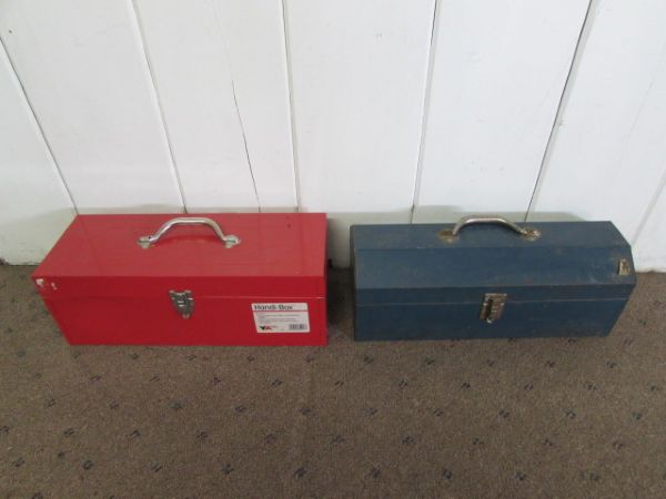 TWO TOOL BOXES WITH AN ASSORTMENT OF TOOLS