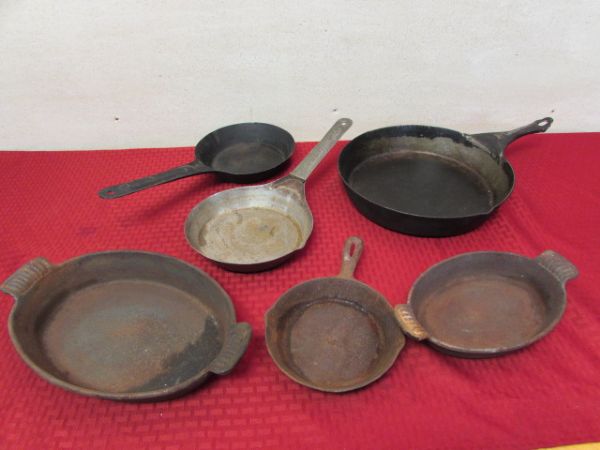 Lot Detail Cast Iron Casserole Pans Cast Iron Skillet And Steel Cold Handle Pans 