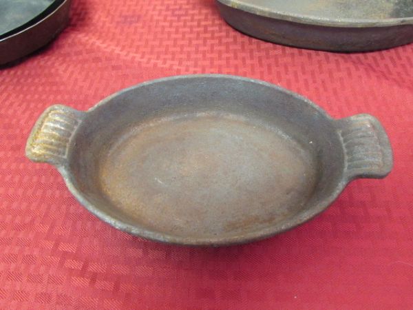 CAST IRON CASSEROLE PANS CAST IRON SKILLET & STEEL COLD HANDLE PANS