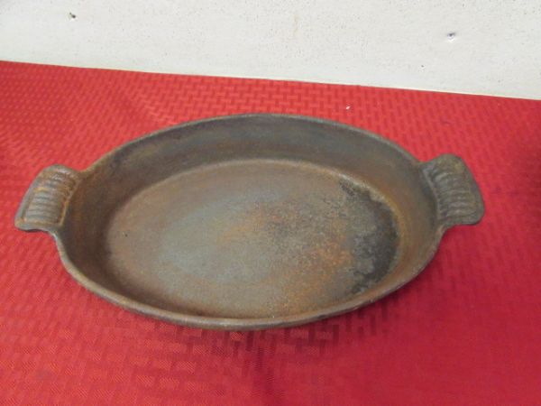 CAST IRON CASSEROLE PANS CAST IRON SKILLET & STEEL COLD HANDLE PANS