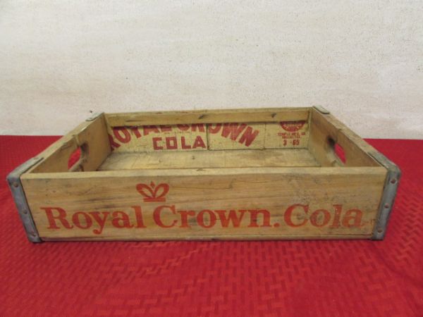 VINTAGE WOODEN ROYAL CROWN COLA CRATE