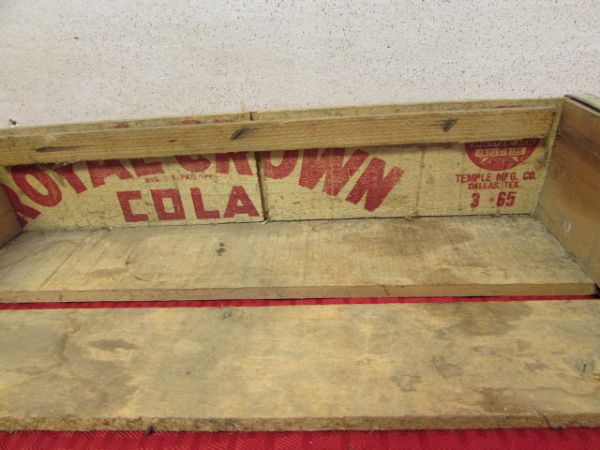 VINTAGE WOODEN ROYAL CROWN COLA CRATE