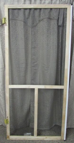 VINTAGE WOOD FRAME SCREEN DOOR