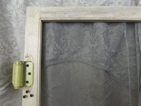 VINTAGE WOOD FRAME SCREEN DOOR