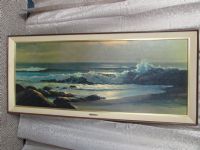 LARGE VINTAGE FRAMED ARTWORK - OCEAN SURF