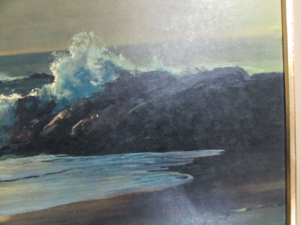 LARGE VINTAGE FRAMED ARTWORK - OCEAN SURF