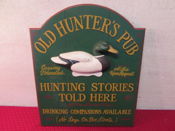 OLD HUNTER'S PUB DUCK SIGN