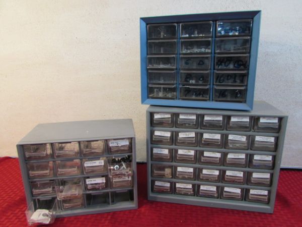 THREE SETS OF HARDWARE DRAWERS