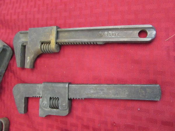 ANTIQUE/VINTAGE TOOL COLLECTION - SHOULDER DRILL, AUGER, PIPE WRENCHES . . . . 