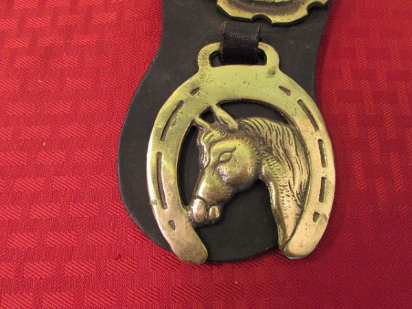 Lot Detail - 3 BRASS MEDALLIONS & VINTAGE CERAMIC HORSE