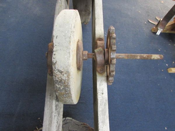 ANTIQUE STONE WHEEL & BENCH TOOL SHARPENER