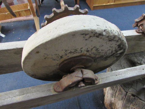 ANTIQUE STONE WHEEL & BENCH TOOL SHARPENER