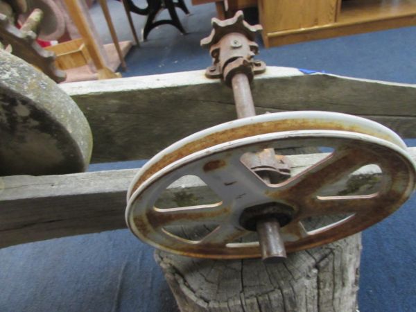 ANTIQUE STONE WHEEL & BENCH TOOL SHARPENER