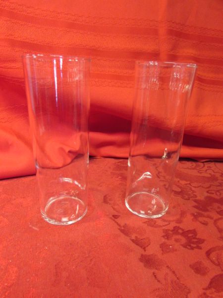 VINTAGE DEPRESSION FOSTORIA GLASS CAKE STAND & TALL GLASSES