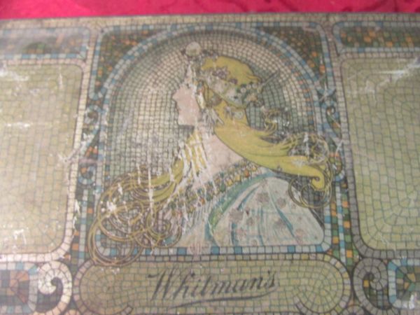 ANTIQUE TIN WHITMANS CANDY BOX