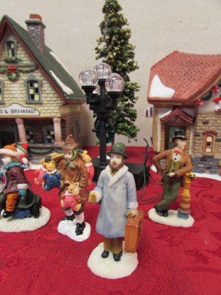 CHRISTMAS VILLAGE CERAMIC HOUSES & FIGURES.