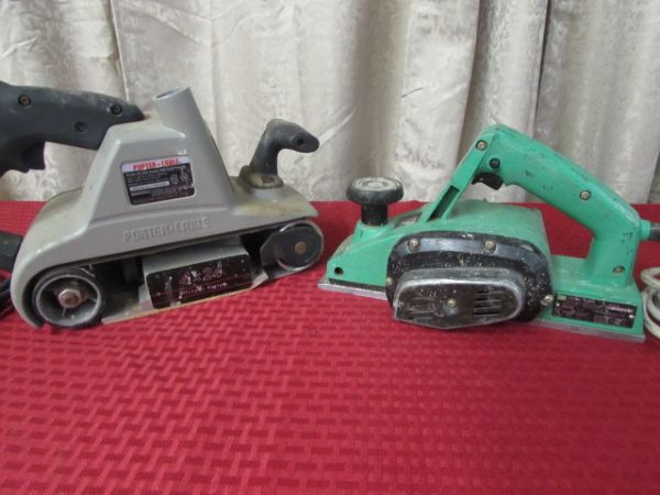 PORTER CABLE 4 X 25 BELT SANDER & HITACHI POWER PLANER