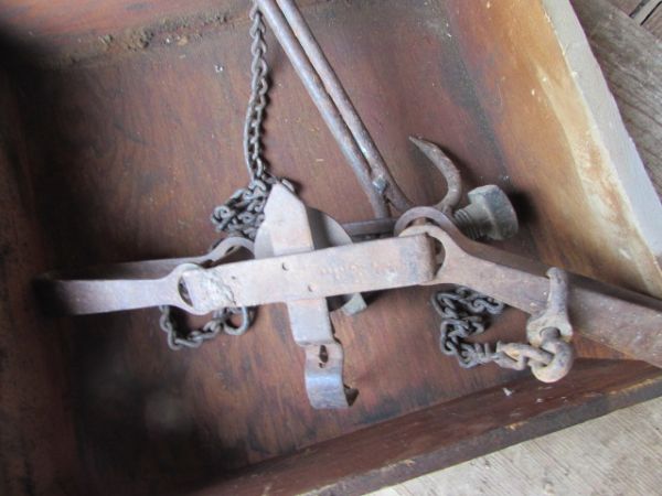 ANTIQUE STEEL TRAP & BOX