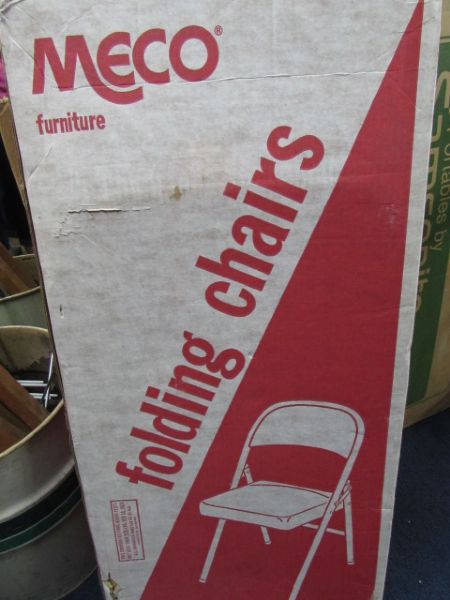 MECO METAL FOLDING CHAIRS IN UNOPENED BOX