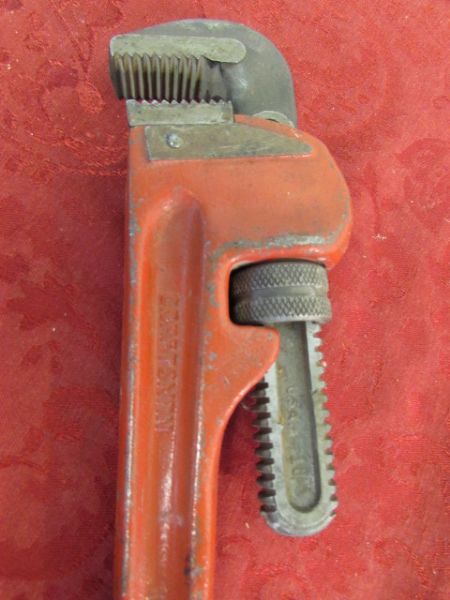 TWO PIPE WRENCHES & A PIPE CUTTER