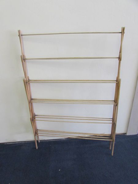 DOUBLE WIDE WOOD CLOTHES DRYING RACK